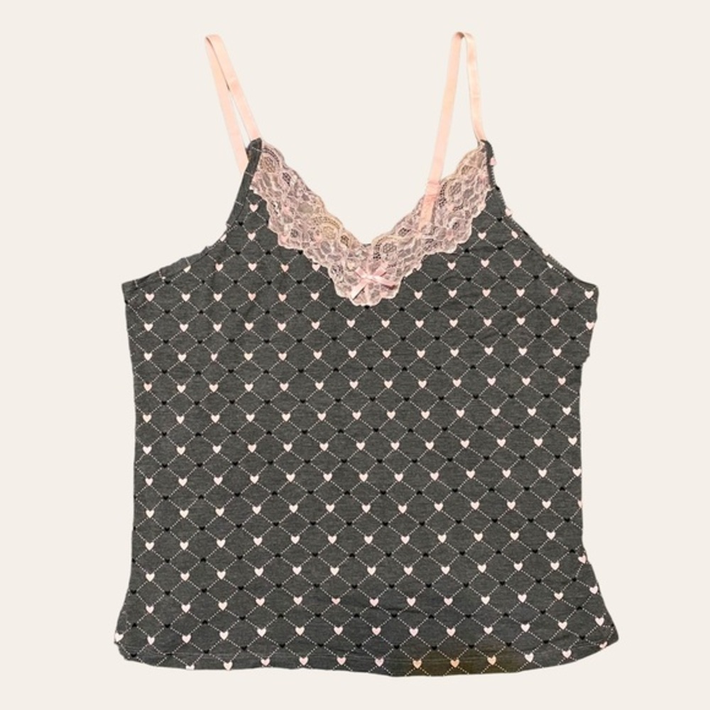 Gray & Pink Lace Cami Pajama Top